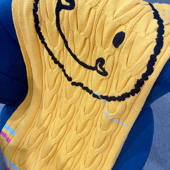 Kerri Rosenthal Scarf Well Loved, Happy Face & Japanese Embroidery, yellow, NWT - Picture 5 of 6